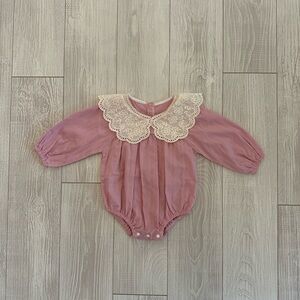 Pink Baby Bubble with Lace Collar
